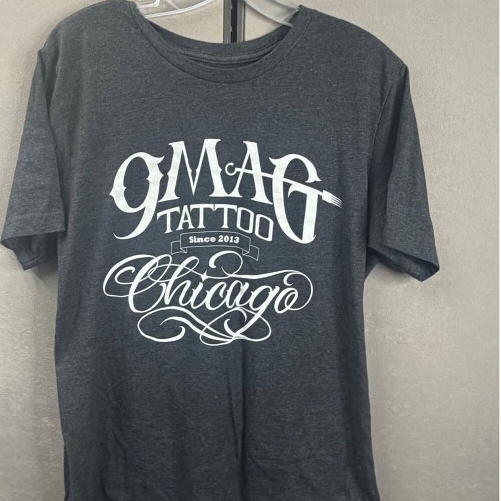 9MAG Tattoo Chicago Graphic Tee Gray Large Streetwear